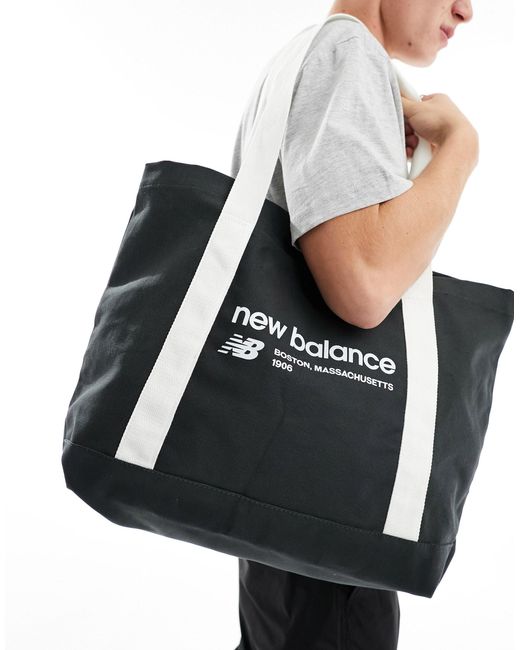 Tote bag à logo linéaire - anthracite New Balance en coloris Black
