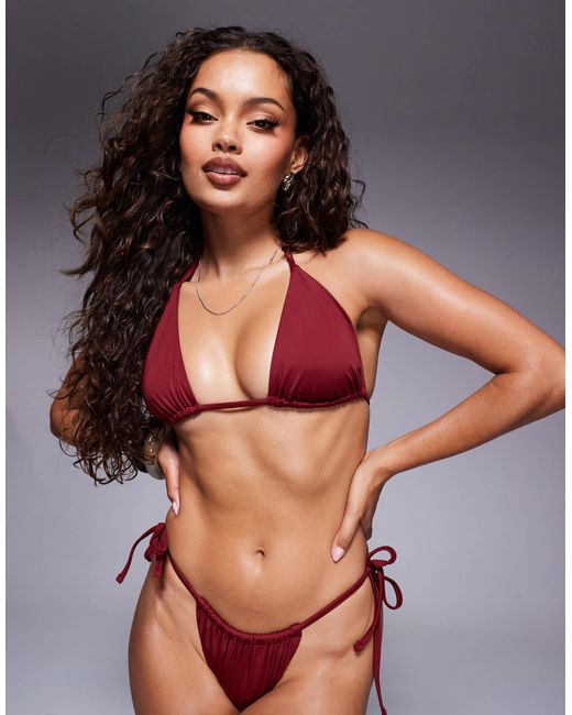 ASOS Gray Maya Mix And Match Tie Back Triangle Bikini Top
