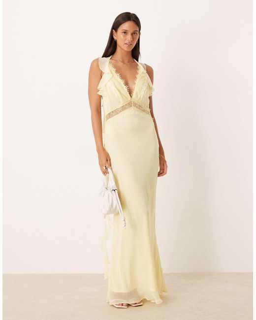 ASOS Natural – midi-trägerkleid aus chiffon