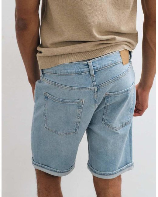 Mango White Rolled Hem Denim Shorts for men