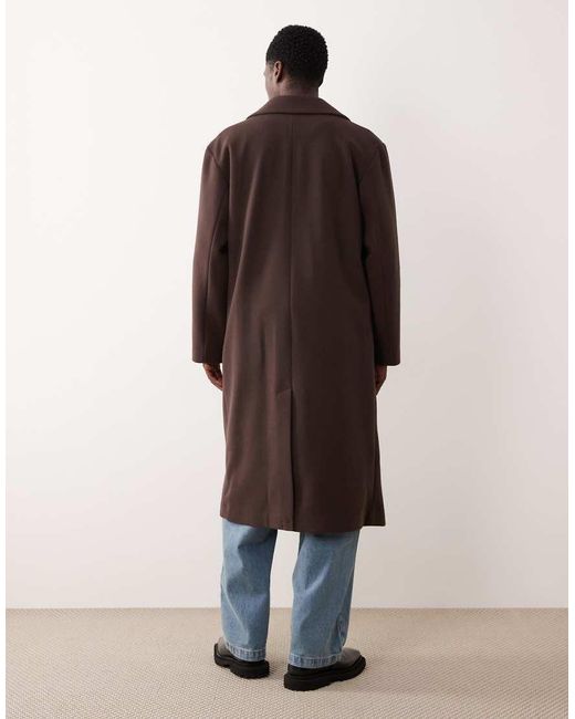 ASOS Brown Wool Look Longline Coat for men