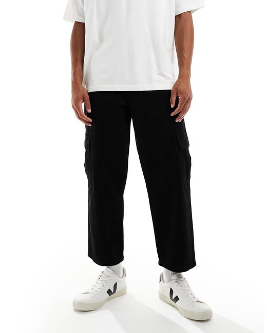 ASOS – schmal zulaufende relaxed fit cargohose in Black für Herren