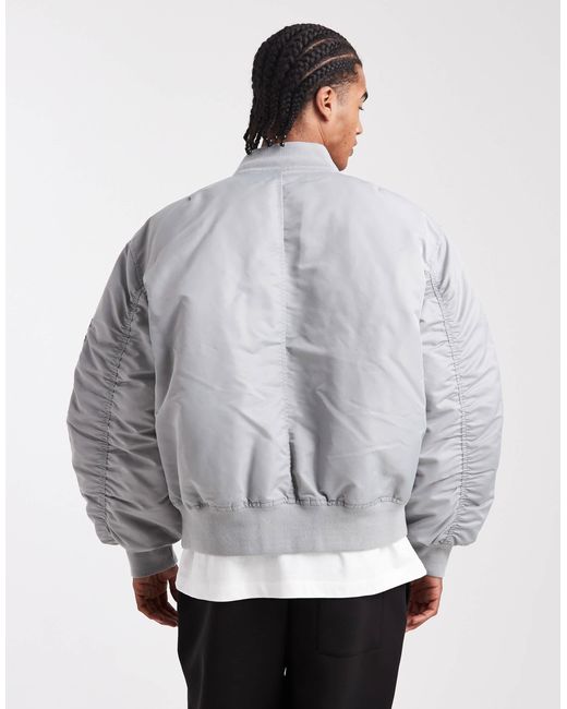 ASOS Gray Oversized Bomber Jacket for men