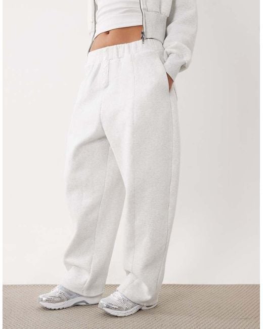Wanderdoll White Sloane Premium Cotton Blend Barrel Leg Trackies