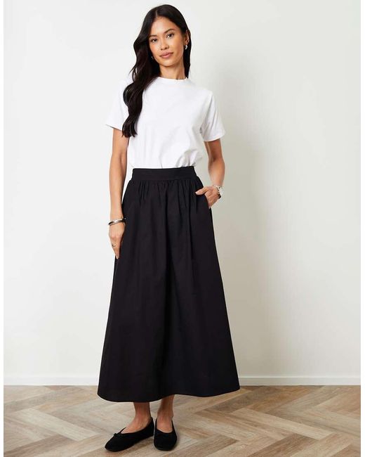 Threadbare Black Cotton Maxi Skirt With Pockets