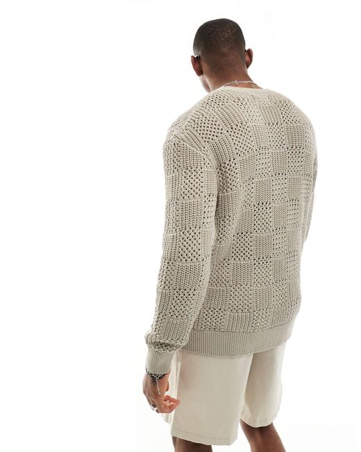 Pull&Bear – strukturierter strickpullover in Gray für Herren