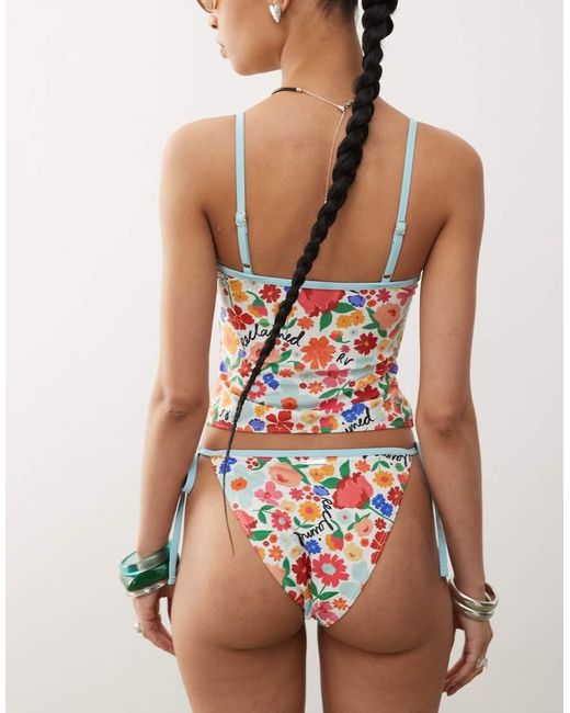 Reclaimed Vintage Multicolor Tie Side Bikini Bottom
