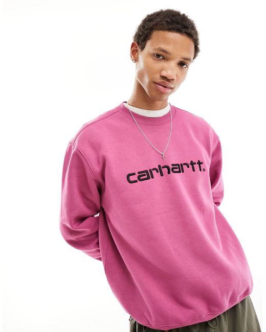 Carhartt Pink Script Sweatshirt for men
