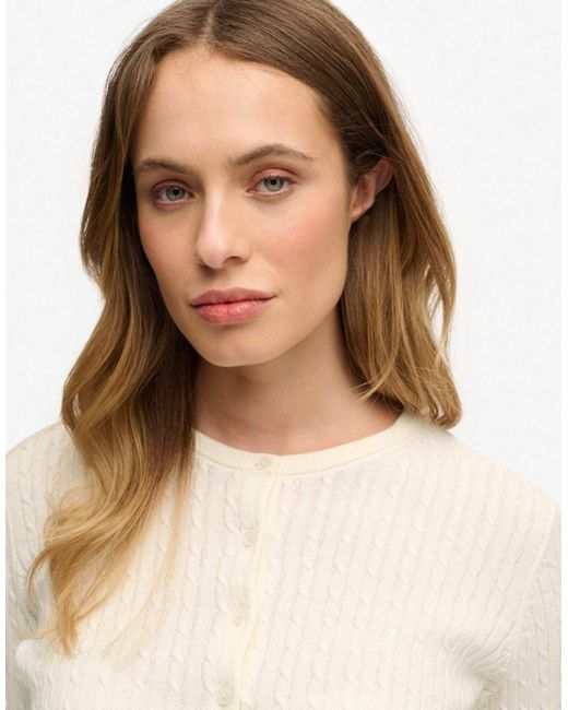 Superdry White – leichte basic-strickjacke