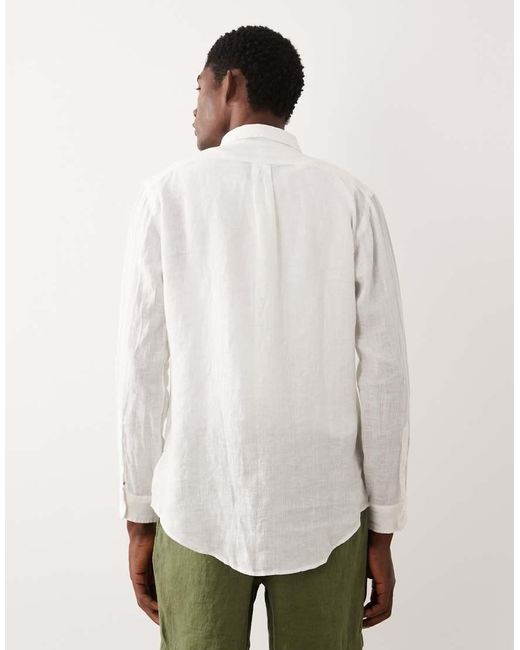 Polo Ralph Lauren Natural Icon Logo Long Sleeve Linen Shirt for men