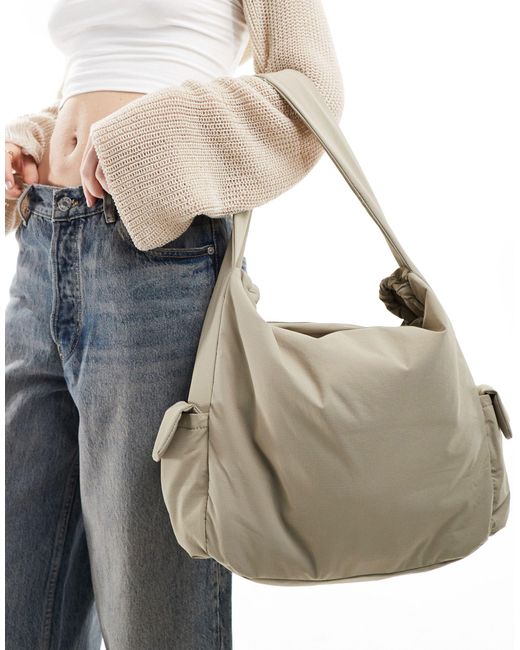 Pull&Bear Natural Cargo Shoulder Bag