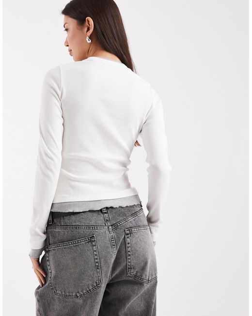 ASOS White Double Contrast Layer Top
