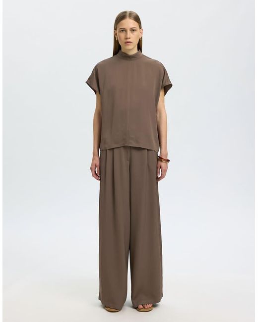 SELECTED Brown Wide-Leg Trousers