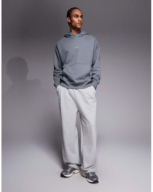 HUGO Gray Nazardo Tonal Central And Back Logo Loose Fit Hoodie for men