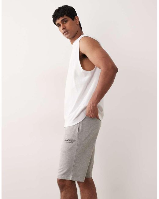 Jack & Jones White Sweat Shorts With Logo for men