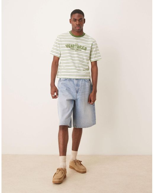 ASOS Natural Cropped T-shirt With Puff Text Graphic for men