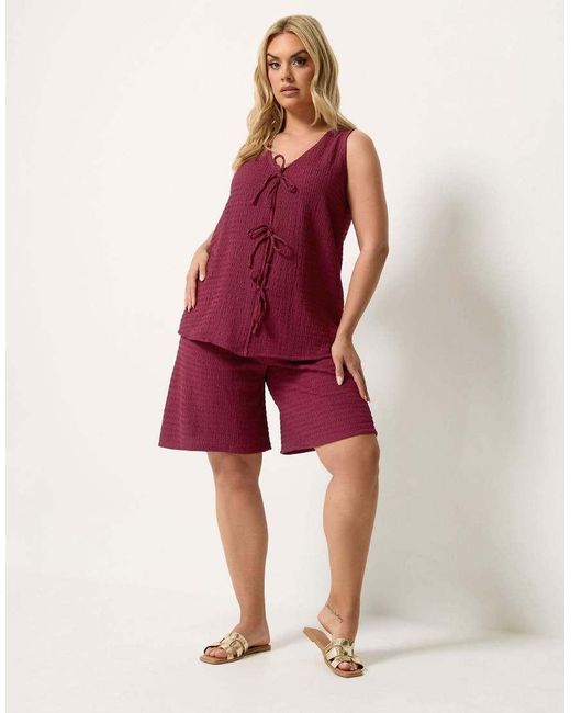 Yours Clothing Textured Bow Waistcoat