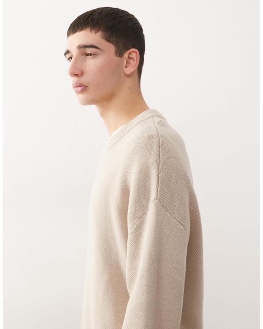 Weekday – kastiger strickpullover in Natural für Herren