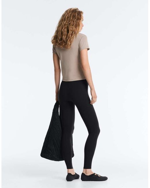 Oysho Gray Fitted Short-sleeved Rib T-shirt With Modal