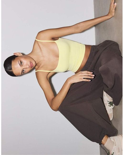 Stradivarius Yellow Strappy Polyamide Top