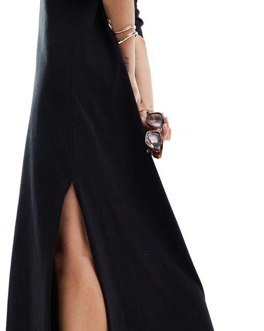 ASOS Black Oversized Midaxi T-shirt Dress