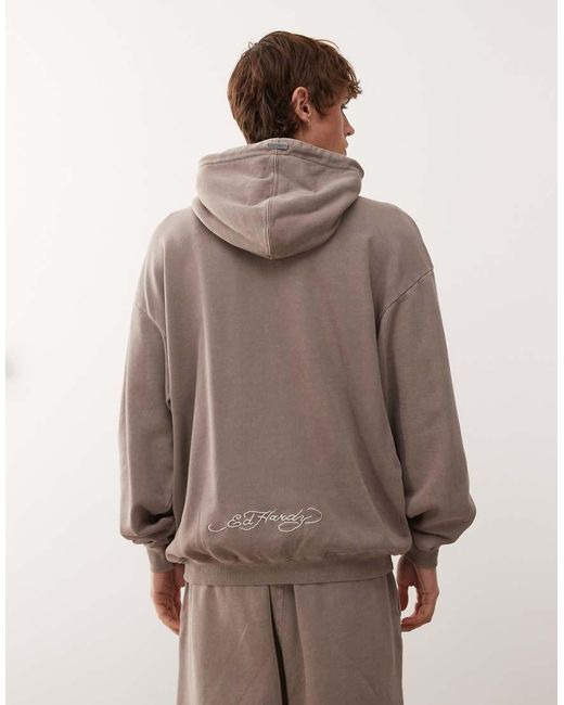Ed Hardy Brown Battle Dragon Hoodie for men