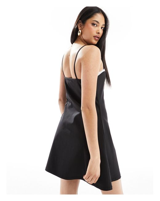 Miss Selfridge Black Cami Dress With Contrast Bow
