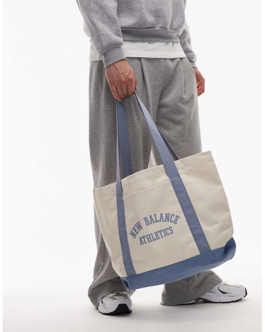 New Balance Gray Canvas Tote Bag for men