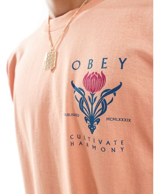 Obey Pink Cultivate Harmony Graphic T-shirt