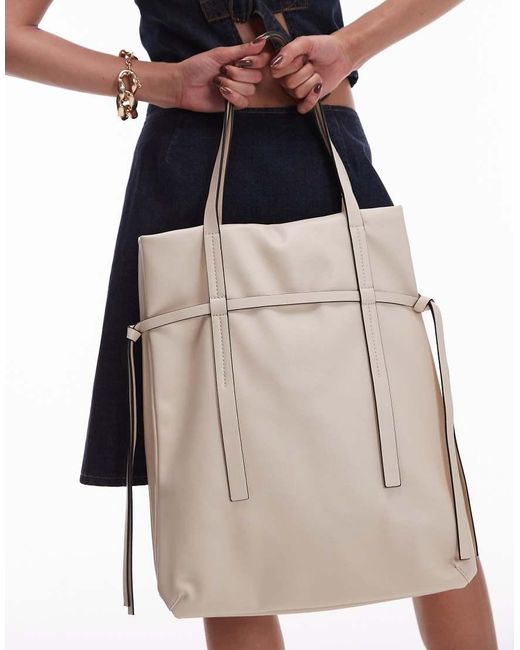 TOPSHOP Natural Tucker Tote Bag With Strap Detail