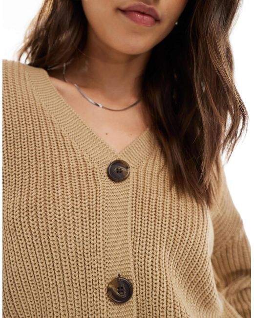 Vero Moda Natural Button Through Chunky Rib Cardigan