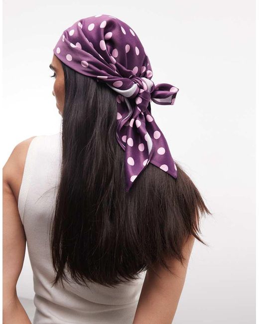 Reclaimed Vintage Multicolor Polka Dot Satin Head Scarf
