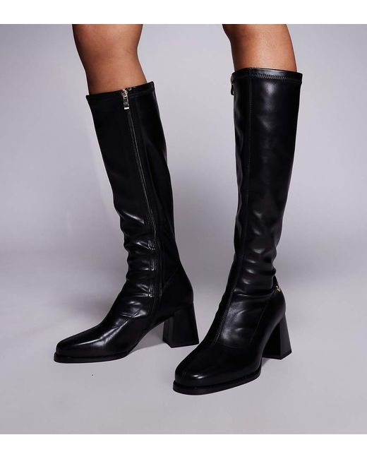 SIMMI Black Simmi London Cole Wide Fit Block Heeled Knee Boots