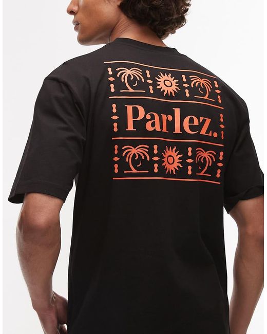 Camiseta Negra Con Estampado En La Espalda Ardor De Parlez de hombre de color Black