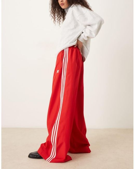 Adidas Originals Red Adicolor Wide Leg Track Pants