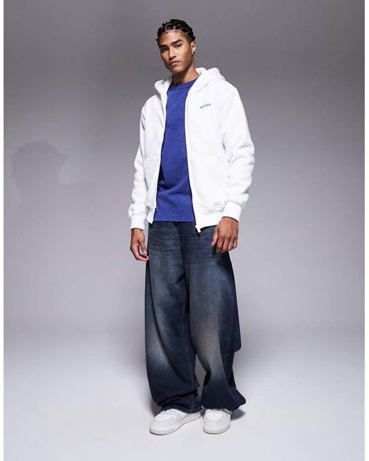 Sixth June White Cafe Zip Through Hoodie for men