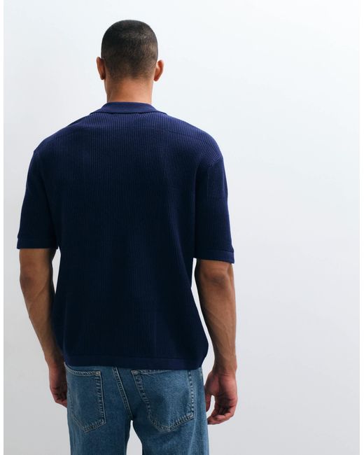 SELECTED Blue Light Knit Button Cardigan for men