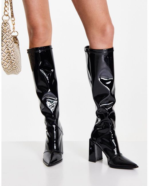 Glamorous - stivali al ginocchio elasticizzati con tacco largo di Glamorous in Black