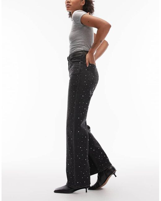 Levi's Black Ribcage Wide Leg Embellished Jeans