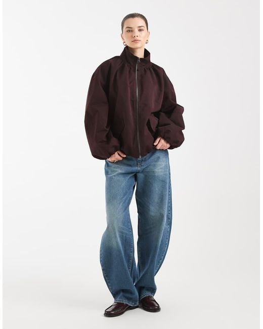 ASOS Brown Oversized Funnel Neck Bubble Hem Bomber