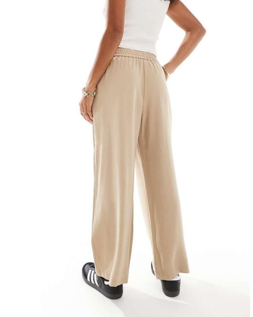Miss Selfridge Zachte Broek Met Wijde Pijpen En Trekkoord in het Natural