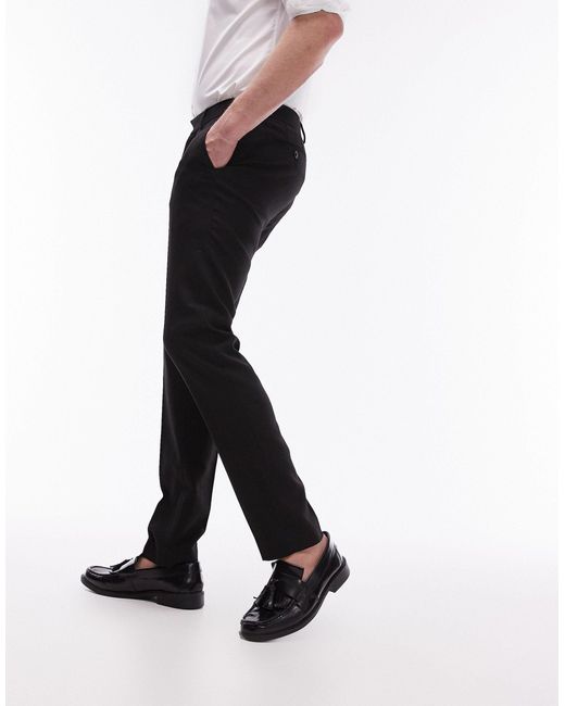 Topman Black Skinny Textured Suit Pants for men