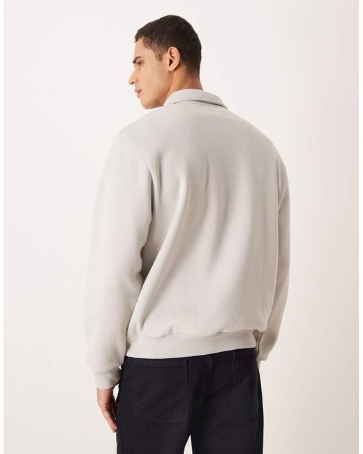 ASOS White Relaxed Polo Neck Sweatshirt With for men