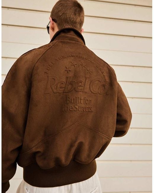 Bershka Brown Faux Suede Jacket for men
