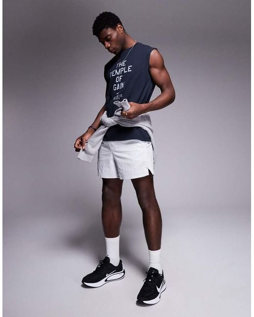 Nike Blue Unlimited Dri-fit Seersucker 5 Inch Shorts for men