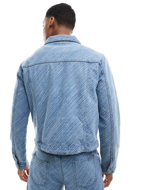 Liquor N Poker Blue Oversized Distressed Denim Jacket for men