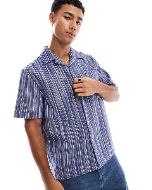 New Look Blue Textured Stripe Shirt for men
