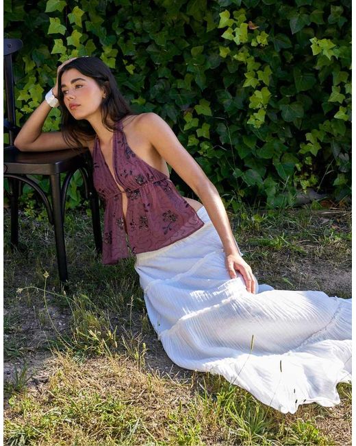 Stradivarius White Long Panelled Skirt
