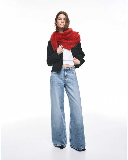 Jean ample taille basse - moyen Pull&Bear en coloris Blue