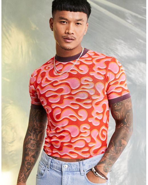 ASOS Muscle Tshirt in Pink for Men Lyst